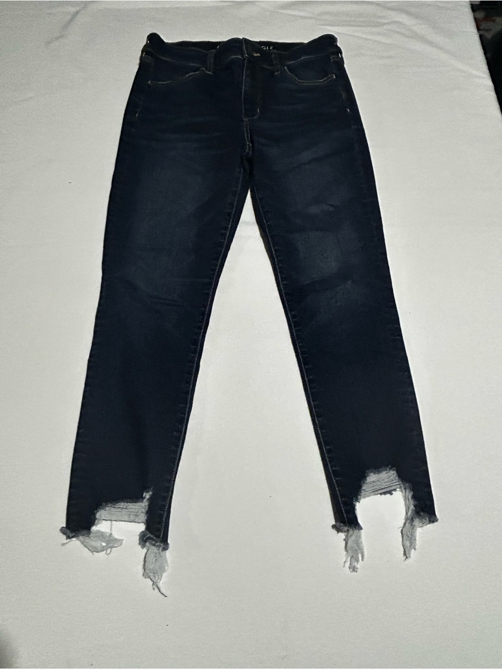 American Eagle Outfitters Dark Blue Distressed Skinny Jeans